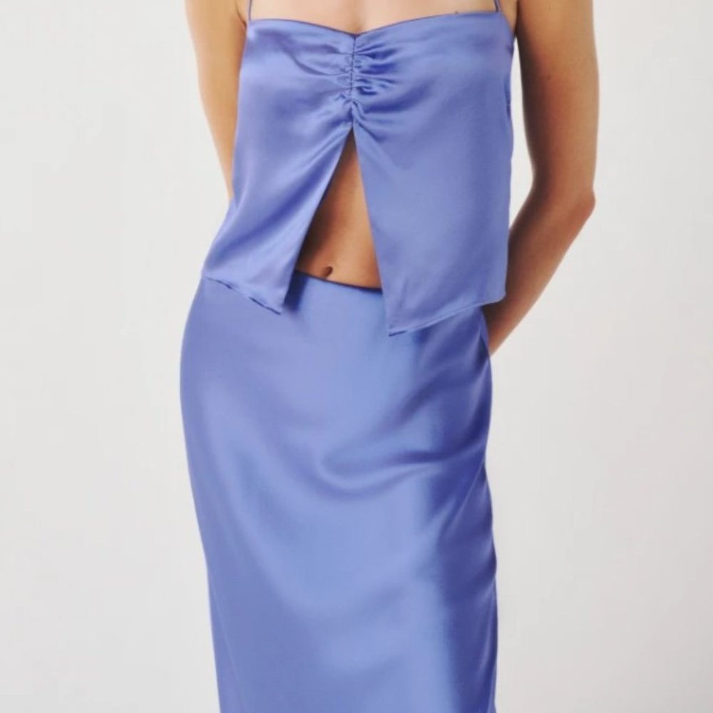 Reformation Beba 🕸Silk🕸 Two Piece | Jacaranda 🎉SALE🎀 NEW - Picture 5 of 15